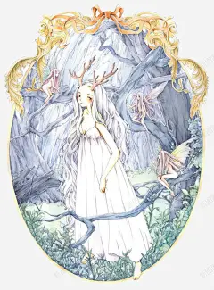 手绘唯美森林系女孩高清素材 设计图片 页面网页 平面电商 创意素材 png素材
