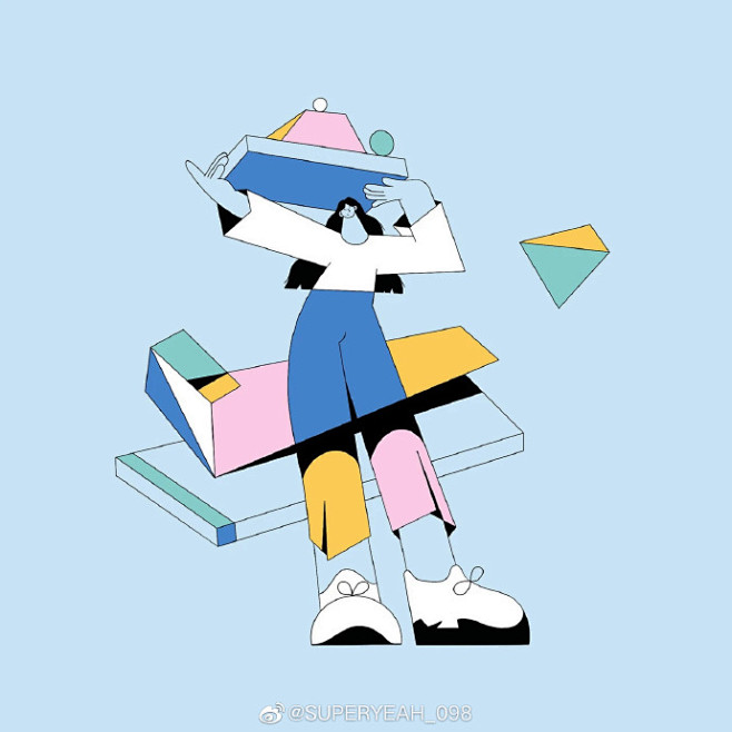 很有特色,非常值得学习,只是几个简单的几何图形加色块就表达出人物的