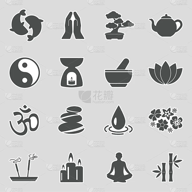 禅宗图标。贴纸设计。矢量插图。素材-花瓣网