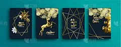 黄金,贺卡,鹿,华丽的,请柬,计划书,驯鹿,收集,问候