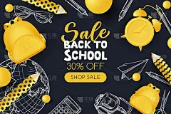 Back to school sale poster, banner design. Vector 