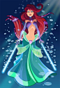 Jedi Ariel，当迪士尼的公主们穿越到了星球大战，这些娇滴滴的小女生们会变身成什么样的战士呢！Ralph Sevelius 幻想了这样一幅场景，描绘了美丽的公主战士们！
