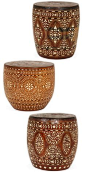 Wood and Bone Inlay Stools from South India