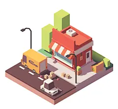 3D立体社区场景建筑插画设计