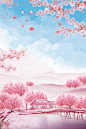 清新浪漫桃花展海报