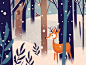 Winter Holiday Postcard card design illustration animal deer postcard winter holiday