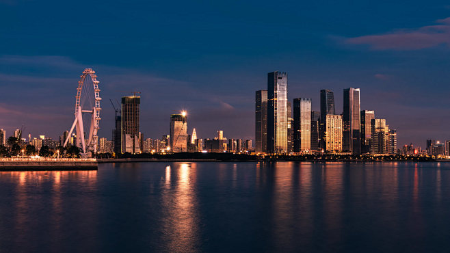 深圳前海摩天轮夜景摄影照片