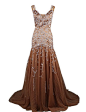 Dresstells® Long Mermaid Tulle Evening Gown Prom Dress for Women Brown Size 2