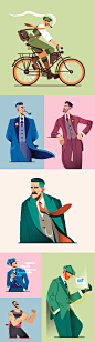 1920s characterdesign Fashion  flat ILLUSTRATION  oldstyle peakyblinders Retro vector vintage