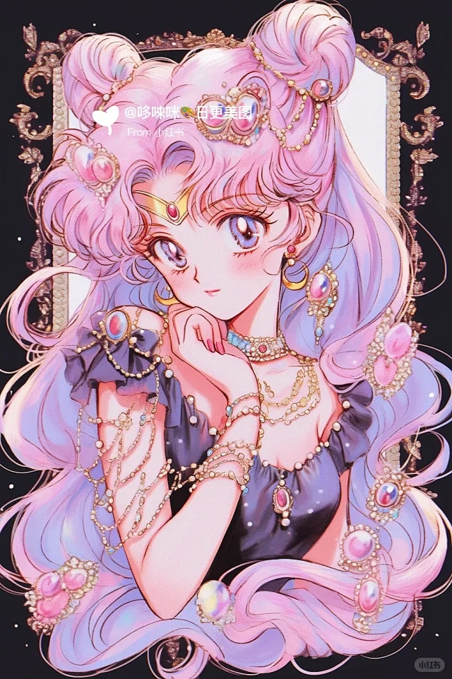 华丽插画珠光宝气 旧漫美少女战士 小小兔