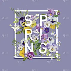 花春天图形设计-三色堇花