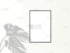 2x3垂直黑色框架的照片或图片模型在白色背景与阴影的怪物树叶。3 d渲染。