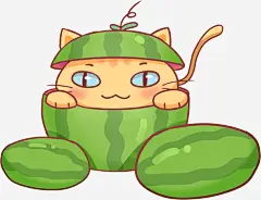 搞怪猫咪手绘_新图网 https://ixintu.com 西瓜 手绘 元素 猫