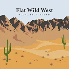 狂野的美国西部风景插画矢量图素材