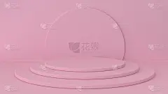 粉色工作室和基座背景。美容产品展示平台。现实模拟在现代最小设计。3d渲染，3d渲染。