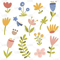 花卉装饰元素在孤立的背景。矢量插图。