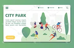 Spring, summer outdoor activities vector landing p