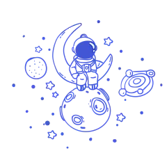 登月星太空宇宙宇航员月球亮银河卡通插画