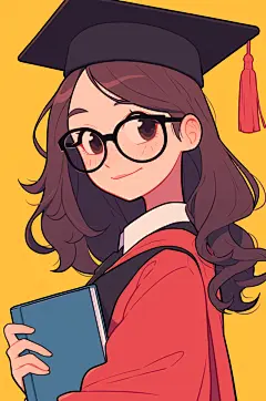 AI数字艺术手绘毕业季学生人物插画