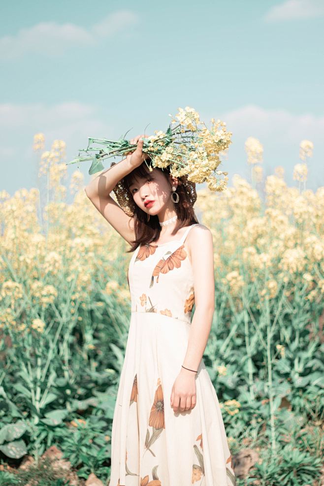 女孩与花海