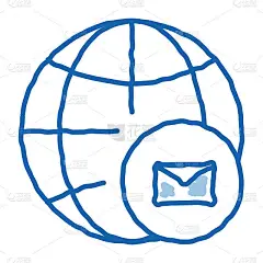 全球邮政运输公司涂鸦图标手绘插图