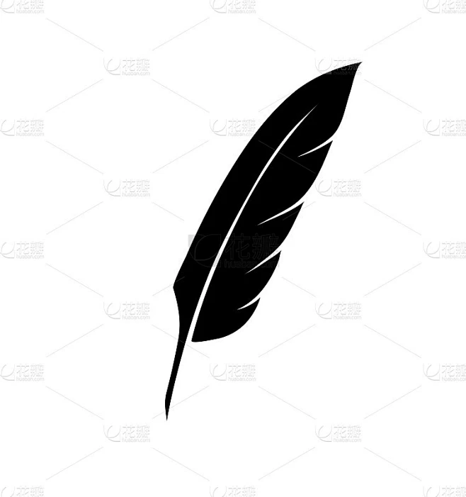 复古笔羽毛作家符号，文学图标，日记标志，黑色插图，素材-花瓣网