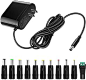 AC/DC 12V2000mA Power Adapter with 11 Tips, Regulated 12 Volts 2A Power Supply Cord for DVR Security Camera,PoE Accessorie...