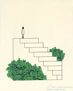 布鲁克林女插画师Rose Wong的系列插画作品“Consider Death”，大胆的花朵、几何形式、简洁的画面，看似走在无人的岛屿，空旷的环境中 当看着图像时，不能不觉得有点悲伤。#艺术留学##作品集培训# @骏玮钢笔画 @罗浅溪