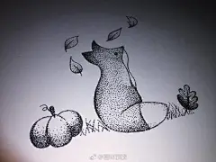 插画设计分享，针管笔点绘作品卡通动漫形象，通过点的疏密结合，来表现物体的颜色深浅，亮部阴影，让画面变得立体丰满，形象生动，爱画画的小画家们可以尝试下这种简单又出效果的绘画技巧哦！  #春节比美大赛# ​​​​