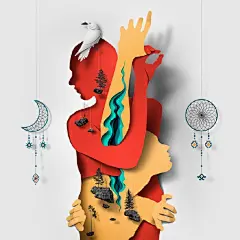 爱沙利亚共和国知名剪纸、插画、平面设计艺术家Eiko Ojala 纸艺作品一组（一说仿剪纸效果的插画作品）|  /ploom.tv/ ​​​​
