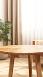 donchen1102_A_round_log_table_There_are_curtains_in_the_back