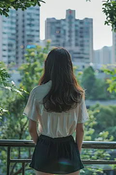 遥望远方趣味女孩背影