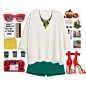 A fashion look from June 2015 featuring white sweater, high waisted shorts and red shoes. Browse and shop related looks.