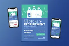 医院卫生组织招聘宣传单PSD海报模板素材下载 Medical Recruitment Flyer Set