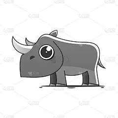 犀牛标志字符的想法，为孩子和孩子打印的东西和t恤，贺卡，托儿所墙壁艺术