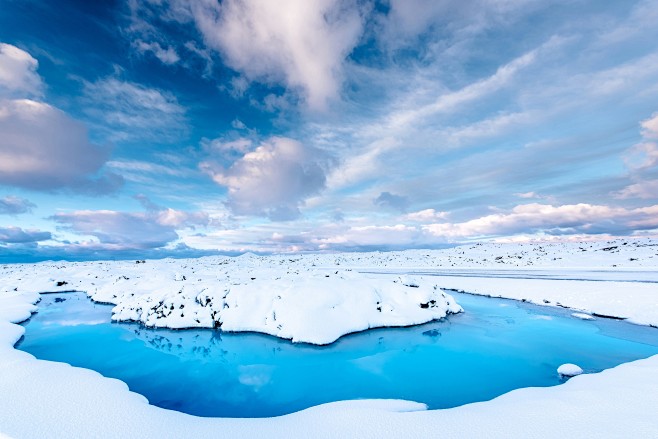 冬季天空之水云雪冰岛