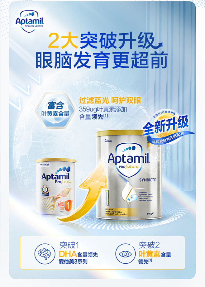 爱他美白金澳洲版全新升级加量DHA叶黄素...