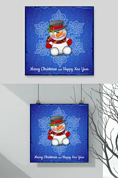 蓝可爱手绘圣诞节主题插画矢量素材-众图网