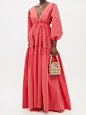 Bernadette Marlow puff-sleeve taffeta gown