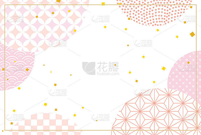 日本风格矢量背景与传统图案的新年横幅，贺...