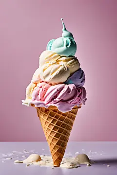 清新冷冻食物球状冰淇淋摄影图片