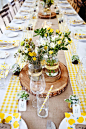 This summer wedding is all about the cheer — from the freshly picked wildflowers and playful striped straws, to the adorable marmalade jars and bright yellow accents. Via Etsy Weddings