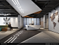 现代loft工业风adidas办公室大堂前台背景墙沙发储物柜3d模型