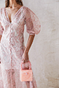 Eos Box Bag - Pink : The Eos Box Bag seamlessly transitions from day to night, casual to black-tie. Made in dreamy marbled rose quartz Pink this bag has a square shape and a rounded handle detailed with stones. Keep important items like your phone and tic