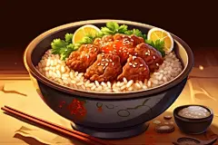 美味煲仔饭美食插画