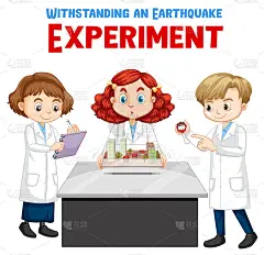 科学家卡通人物抗震实验