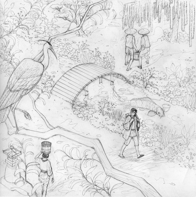 【一组浮世绘风格插画】构思来自日本民间故...