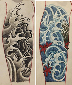 比利刺青TATTOO工作室采集到浪花   纹身手稿