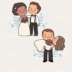 结婚   - 源文件下载【酷图网】结婚,新郎,新娘,婚纱,男人,女人,婚姻,婚礼,配偶,夫妻,礼服,卡通人物,
