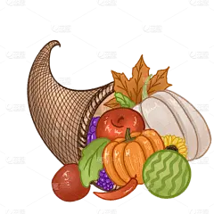 感恩节手绘写实食物插画-果蔬